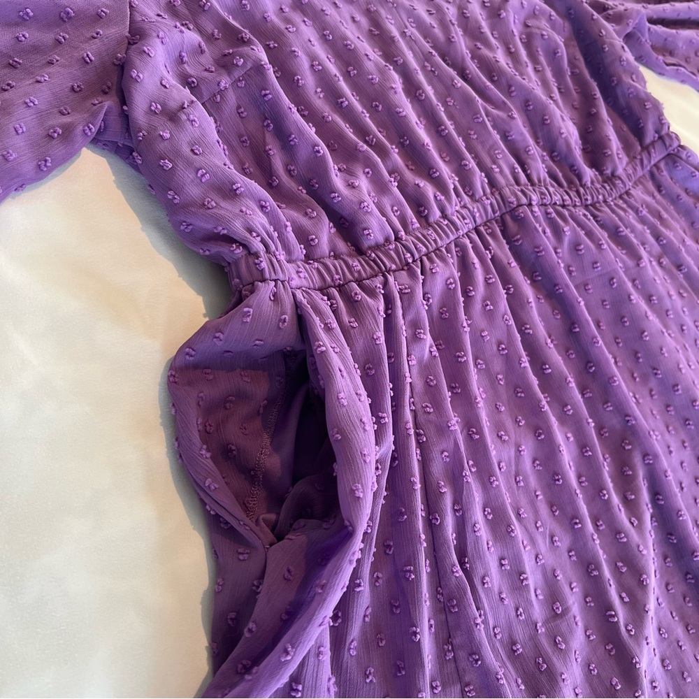 Torrid Purple Tea Length Clip Dot Open Back A-Line Dress Size 1 - Picture 8 of 17